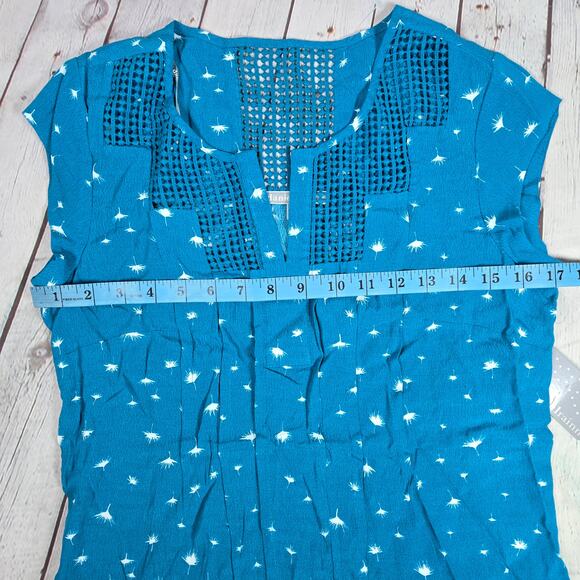 Daniel‎ Rainn Teal Sleeveless Crochet Chest & Back Top Dandelion Fluff XS NWT - Picture 7 of 7